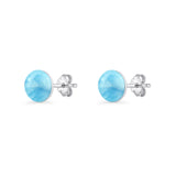 Round 7mm Lab Created Opal Solitaire Stud Earring 925 Sterling Silver