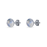 Round 7mm Lab Created Opal Solitaire Stud Earring 925 Sterling Silver