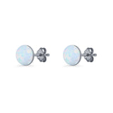 Round 7mm Lab Created Opal Solitaire Stud Earring 925 Sterling Silver