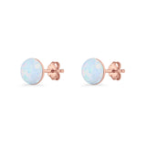 Round 7mm Lab Created Opal Solitaire Stud Earring 925 Sterling Silver