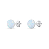 Round 7mm Lab Created Opal Solitaire Stud Earring 925 Sterling Silver