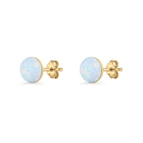 Round 7mm Lab Created Opal Solitaire Stud Earring 925 Sterling Silver