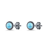 Round Twisted Rope Stud Earring Lab Created Opal 925 Sterling Silver
