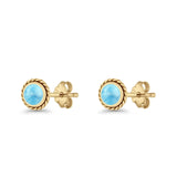 Round Twisted Rope Stud Earring Lab Created Opal 925 Sterling Silver