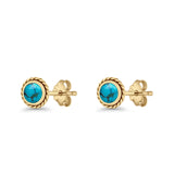 Round Twisted Rope Stud Earring Lab Created Opal 925 Sterling Silver
