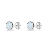 Round Twisted Rope Stud Earring Lab Created Opal 925 Sterling Silver