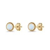 Round Twisted Rope Stud Earring Lab Created Opal 925 Sterling Silver