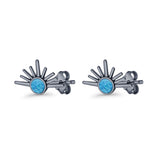 Round 7.5mm Sunset Stud Earring Lab Created Opal 925 Sterling Silver