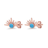 Round 7.5mm Sunset Stud Earring Lab Created Opal 925 Sterling Silver
