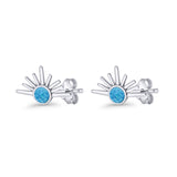 Round 7.5mm Sunset Stud Earring Lab Created Opal 925 Sterling Silver