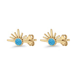 Round 7.5mm Sunset Stud Earring Lab Created Opal 925 Sterling Silver
