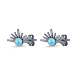 Round 7.5mm Sunset Stud Earring Lab Created Opal 925 Sterling Silver