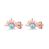 Round 7.5mm Sunset Stud Earring Lab Created Opal 925 Sterling Silver