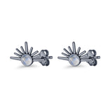 Round 7.5mm Sunset Stud Earring Lab Created Opal 925 Sterling Silver