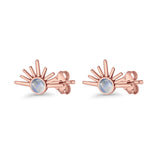 Round 7.5mm Sunset Stud Earring Lab Created Opal 925 Sterling Silver