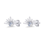 Round 7.5mm Sunset Stud Earring Lab Created Opal 925 Sterling Silver