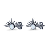 Round 7.5mm Sunset Stud Earring Lab Created Opal 925 Sterling Silver