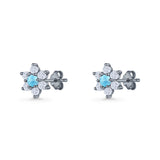 Round 8.7mm Lab Created Opal Floral Stud Earring 925 Sterling Silver