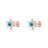 Round 8.7mm Lab Created Opal Floral Stud Earring 925 Sterling Silver