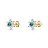 Round 8.7mm Lab Created Opal Floral Stud Earring 925 Sterling Silver