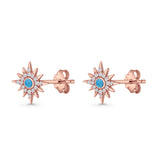 Starburst Stud Earring 10.7mm Lab Created Opal & Cubic Zirconia 925 Sterling Silver
