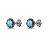 Round 8mm Lab Created Opal Twisted Rope Stud Earring 925 Sterling Silver