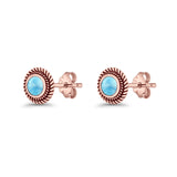 Round 8mm Lab Created Opal Twisted Rope Stud Earring 925 Sterling Silver