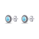 Round 8mm Lab Created Opal Twisted Rope Stud Earring 925 Sterling Silver