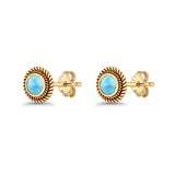 Round 8mm Lab Created Opal Twisted Rope Stud Earring 925 Sterling Silver
