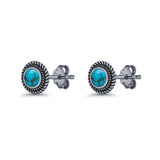 Round 8mm Lab Created Opal Twisted Rope Stud Earring 925 Sterling Silver