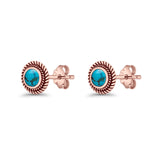 Round 8mm Lab Created Opal Twisted Rope Stud Earring 925 Sterling Silver