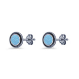 Minimalist 6.8mm Lab Created Opal Bali Stud Earring  925 Sterling Silver