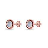 Minimalist 6.8mm Lab Created Opal Bali Stud Earring  925 Sterling Silver