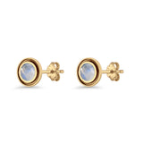 Minimalist 6.8mm Lab Created Opal Bali Stud Earring  925 Sterling Silver