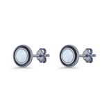 Minimalist 6.8mm Lab Created Opal Bali Stud Earring  925 Sterling Silver