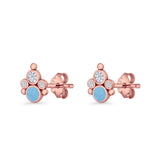 Paw Print Stud Earring Lab Created Opal & Cubic Zirconia 925 Sterling Silver