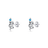 Snake Stud Earring 12.9mm Lab Created Blue Opal 925 Sterling Silver