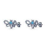 Bee Butterfly Stud Earring Lab Created Opal Push Back 925 Sterling Silver