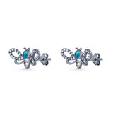 Bee Butterfly Stud Earring Lab Created Opal Push Back 925 Sterling Silver