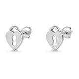 Heart Lock Stud Earrings