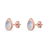 Pear Teardrop 9.3mm Solitaire Created Opal Earring 925 Sterling Silver