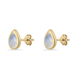 Pear Teardrop 9.3mm Solitaire Created Opal Earring 925 Sterling Silver