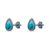 Pear Teardrop 9.3mm Solitaire Created Opal Earring 925 Sterling Silver