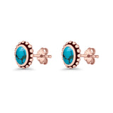 Oval 9.6mm Radiant Halo Stud Earring Lab Created Opal 925 Sterling Silver