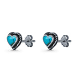 Heart Shaped Earring 8mm Twisted Rope Created Opal 925 Sterling Silver