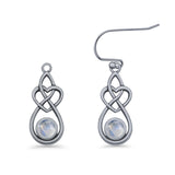 Round 19.7mm Lab Created Opal Celtic Knot Heart Fishhook Earring 925 Sterling Silver