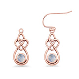 Round 19.7mm Lab Created Opal Celtic Knot Heart Fishhook Earring 925 Sterling Silver