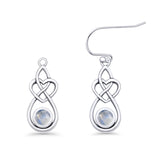 Round 19.7mm Lab Created Opal Celtic Knot Heart Fishhook Earring 925 Sterling Silver