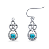 Round 19.7mm Lab Created Opal Celtic Knot Heart Fishhook Earring 925 Sterling Silver