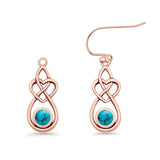 Round 19.7mm Lab Created Opal Celtic Knot Heart Fishhook Earring 925 Sterling Silver